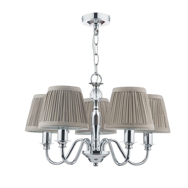 (image for) Laura Ashley Ellis 5lt Pendant Polished Chrome With Shades